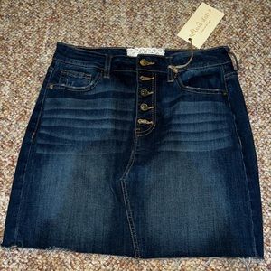 Altar’d State dark denim blue jean skirt with silver buttons size small